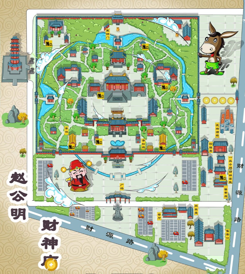 南县寺庙类手绘地图